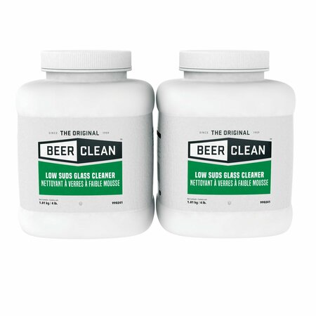 DIVERSEY Beer Clean Glass Cleaner, Unscented, Powder, 4 lb. Container, PK2 990241